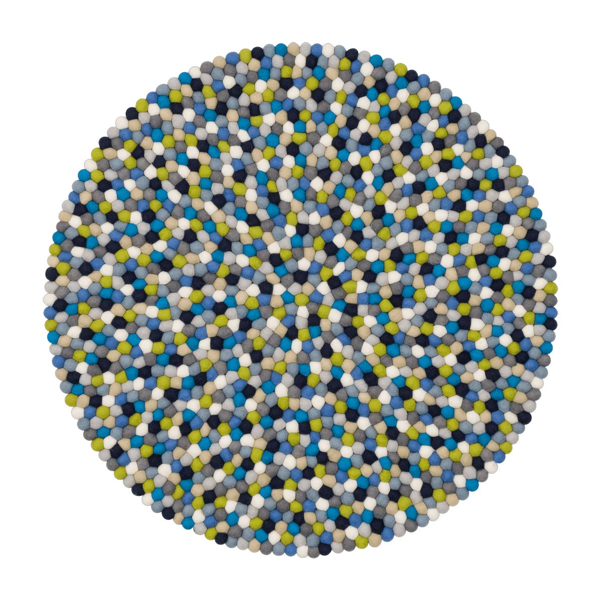 Tapis à boules de feutre multicolore bleu et vert 90 cm Fritz - myfelt - The Cool Republic
