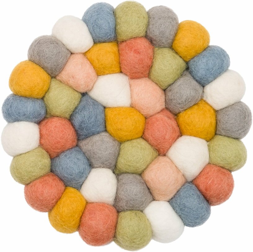 Tapis à boules de feutre multicolore clair 120 cm Liese - myfelt - The Cool Republic