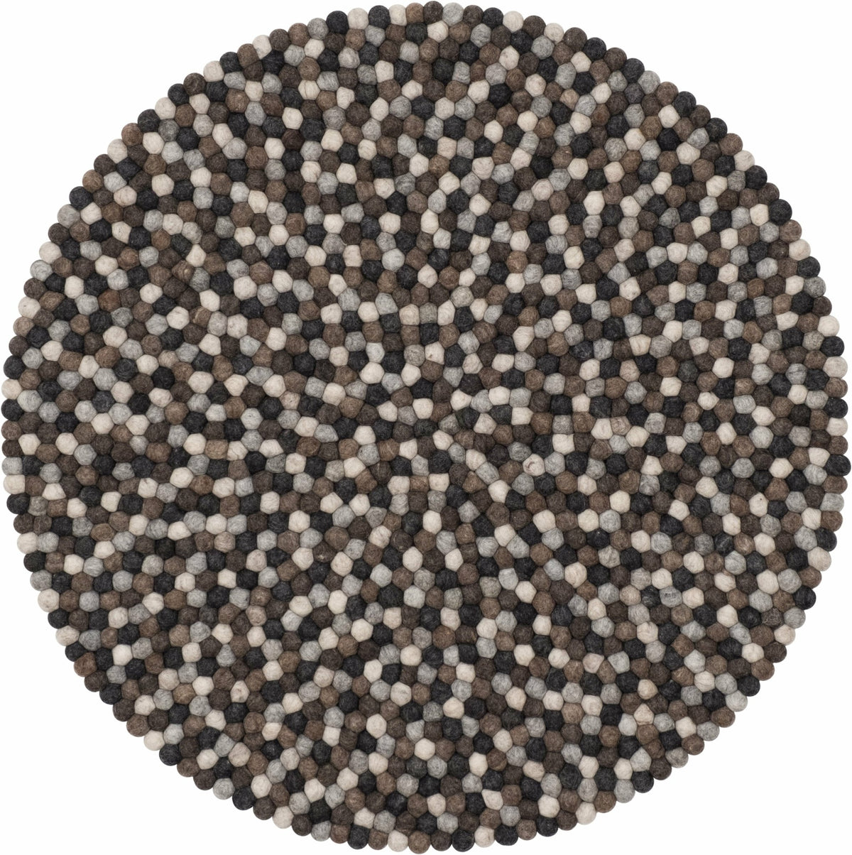 Tapis à boules de feutre multicolore naturel foncé 70 cm Néla - myfelt - The Cool Republic