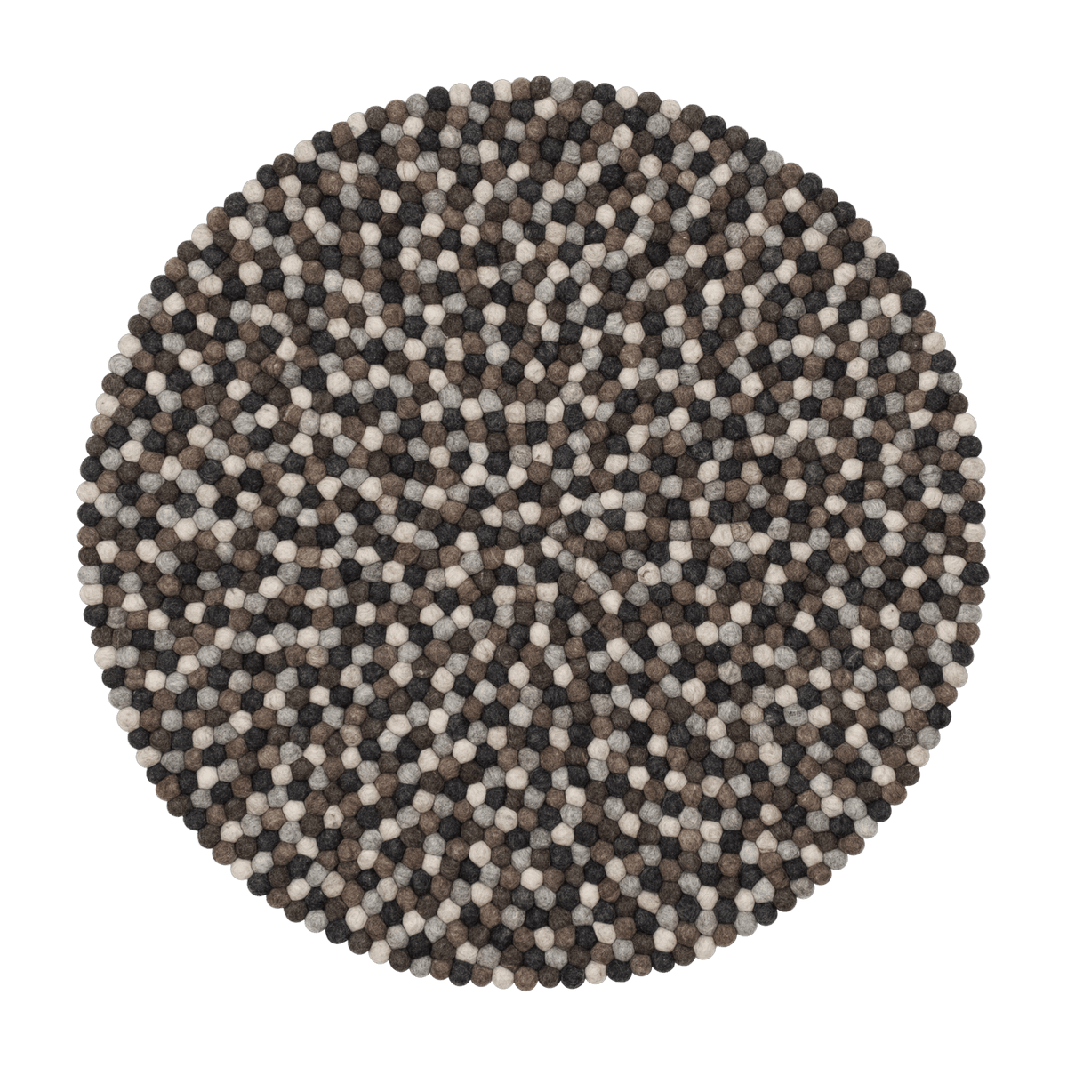 Tapis à boules de feutre multicolore naturel foncé 70 cm Néla - myfelt - The Cool Republic