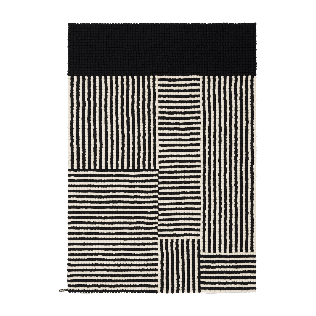 Tapis à boules de feutre noir et blanc 140x200 cm Lino - myfelt - The Cool Republic