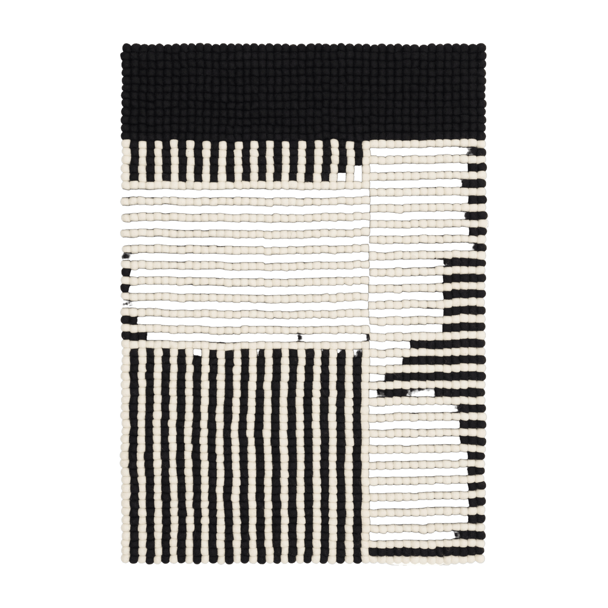 Tapis à boules de feutre noir et blanc 90x130 cm Lino - myfelt - The Cool Republic