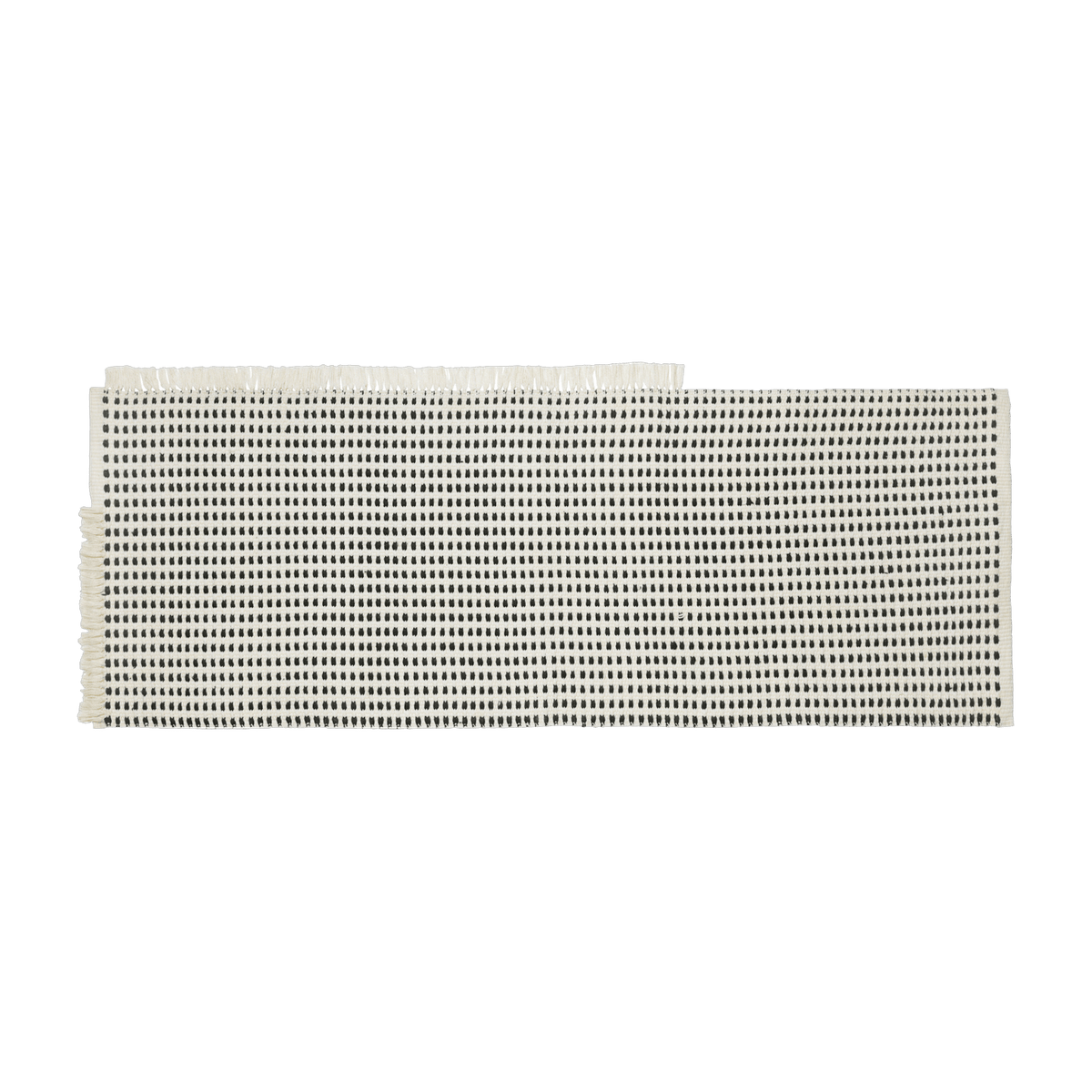 Tapis à frange blanc et bleu 70x180 cm Way - Ferm living - The Cool Republic