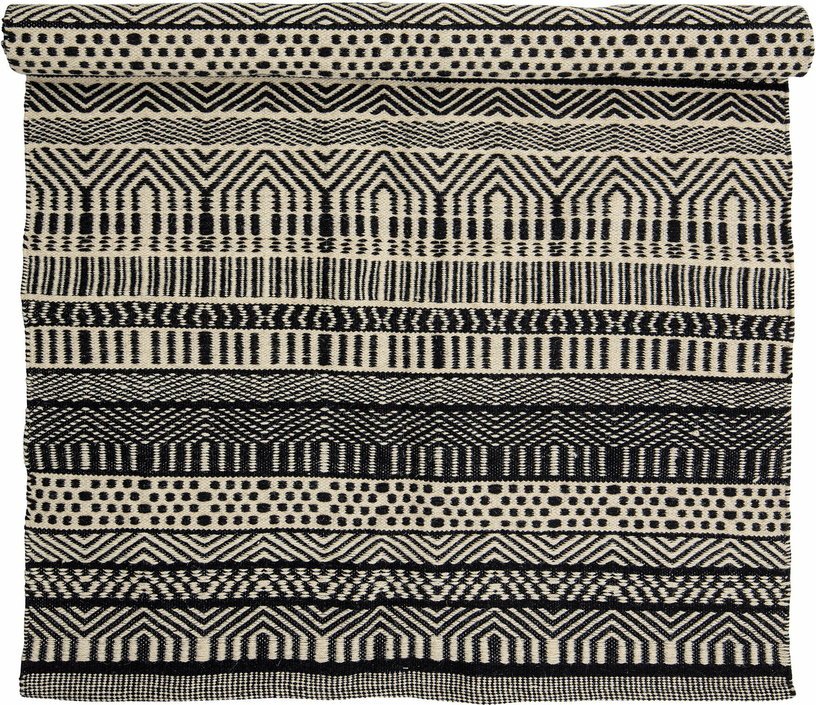 Tapis à motifs en laine noire 180x120 cm Joob - Bloomingville - The Cool Republic