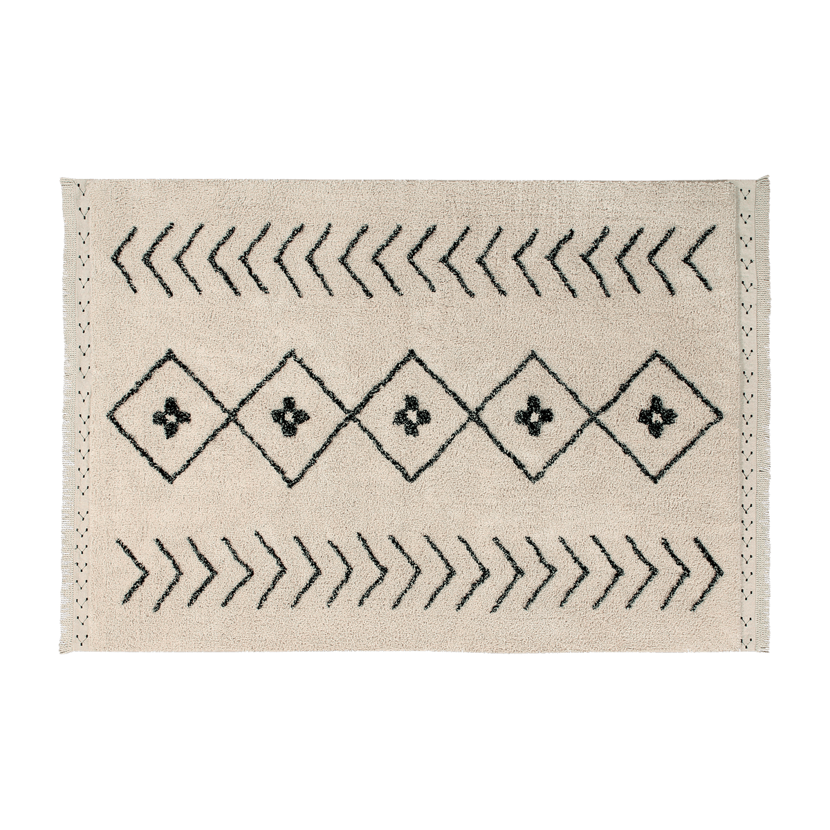 Tapis berbère lavable noir et écru 170x120 cm Rhombs - Lorena Canals - The Cool Republic