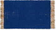 Tapis bleu en jute 80 x 50 cm Block Mat - Ferm Living - The Cool Republic