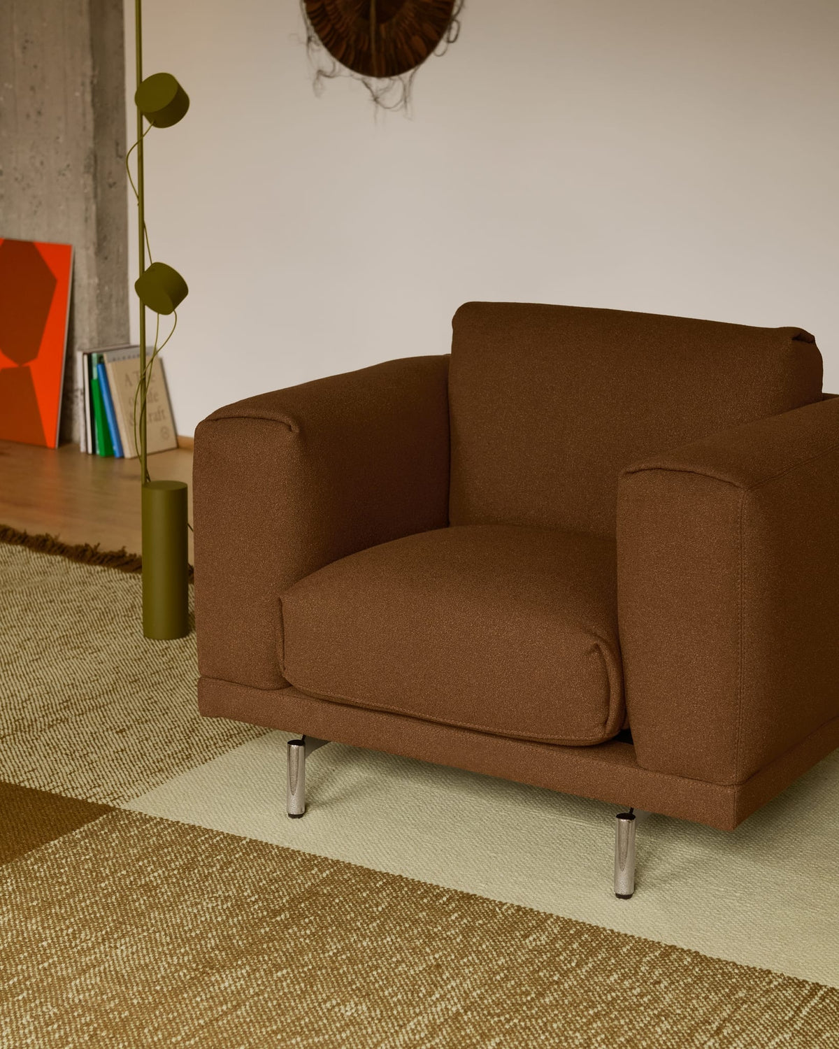 Tapis carré en laine vert pâle et brun 258x258cm Verso - Muuto — vue 7