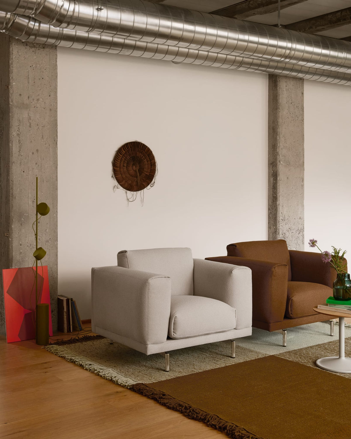 Tapis carré en laine vert pâle et brun 258x258cm Verso - Muuto — vue 8
