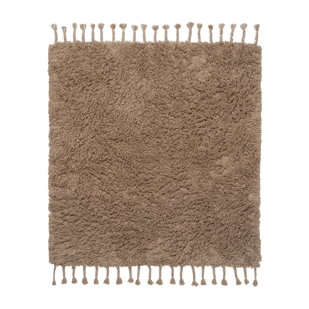Tapis de bain à poils longs beige en coton 140x140 cm Amass - Ferm Living - The Cool Republic