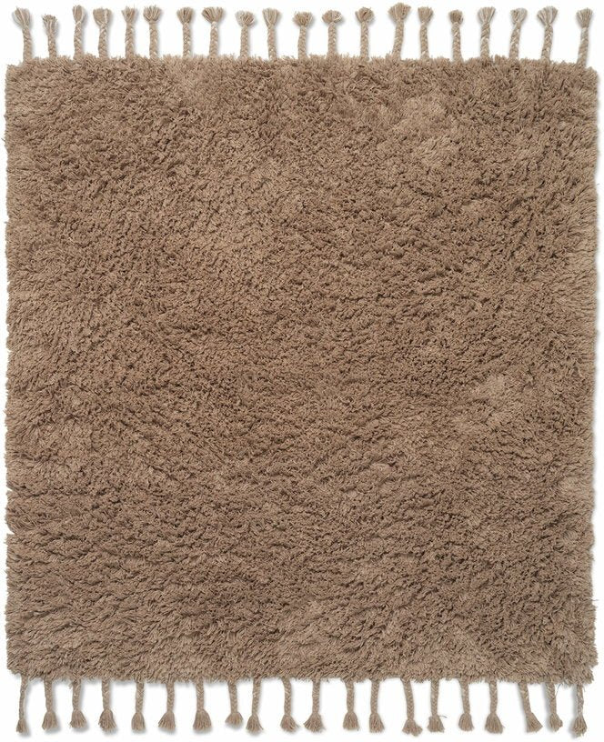 Tapis de bain à poils longs beige en coton 140x140 cm Amass - Ferm Living - The Cool Republic