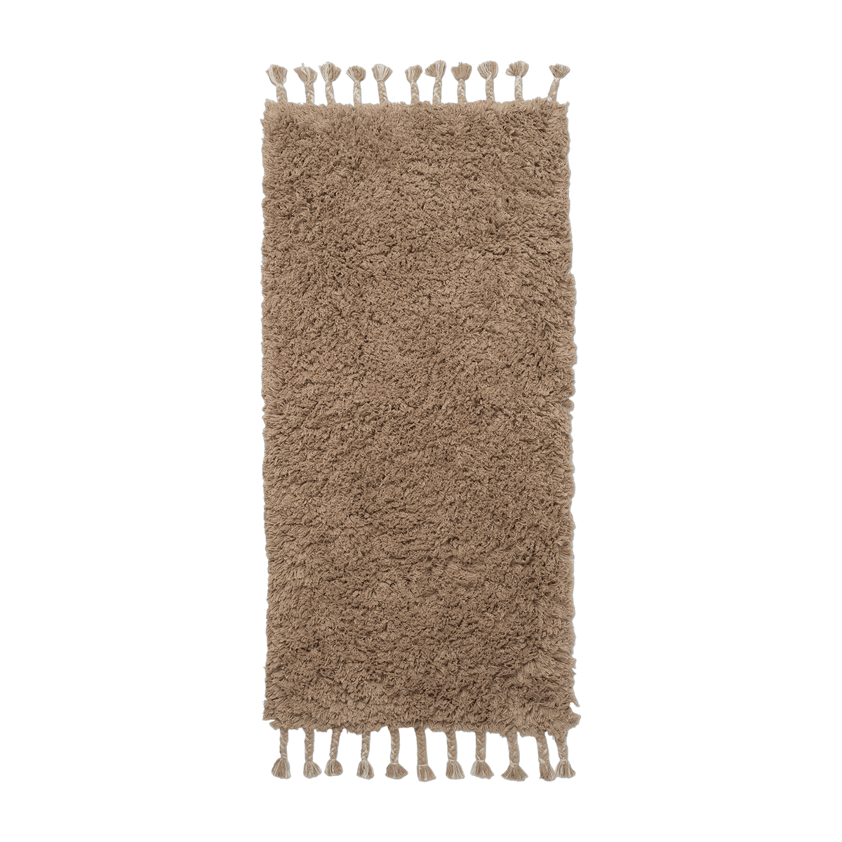 Tapis de bain à poils longs en coton beige 70 x 140 cm Amass - Ferm Living - The Cool Republic