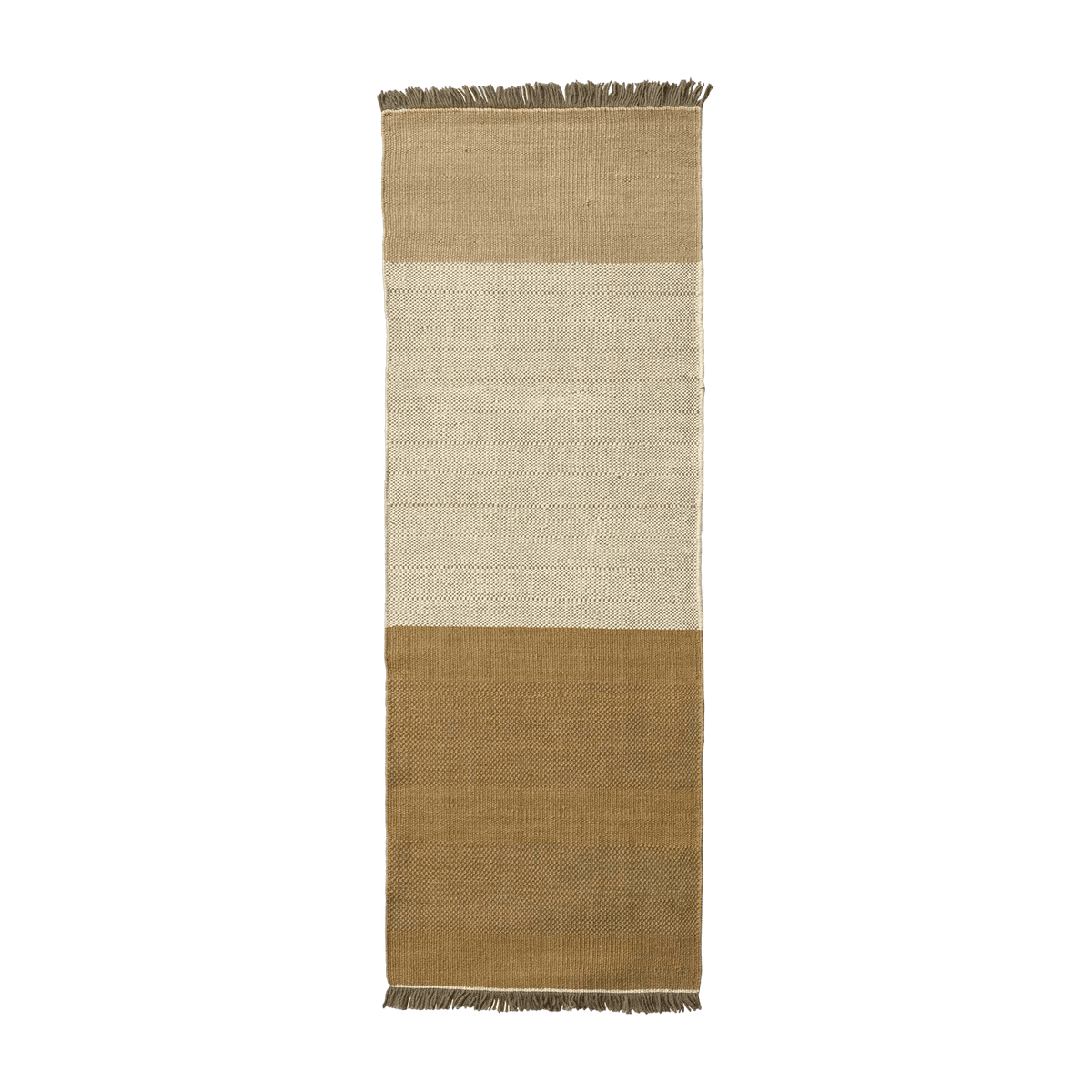 dhurrie corridor rug in ochre wool 80 x 240 cm Tres Stripes - Nanimarquina - The Cool Republic