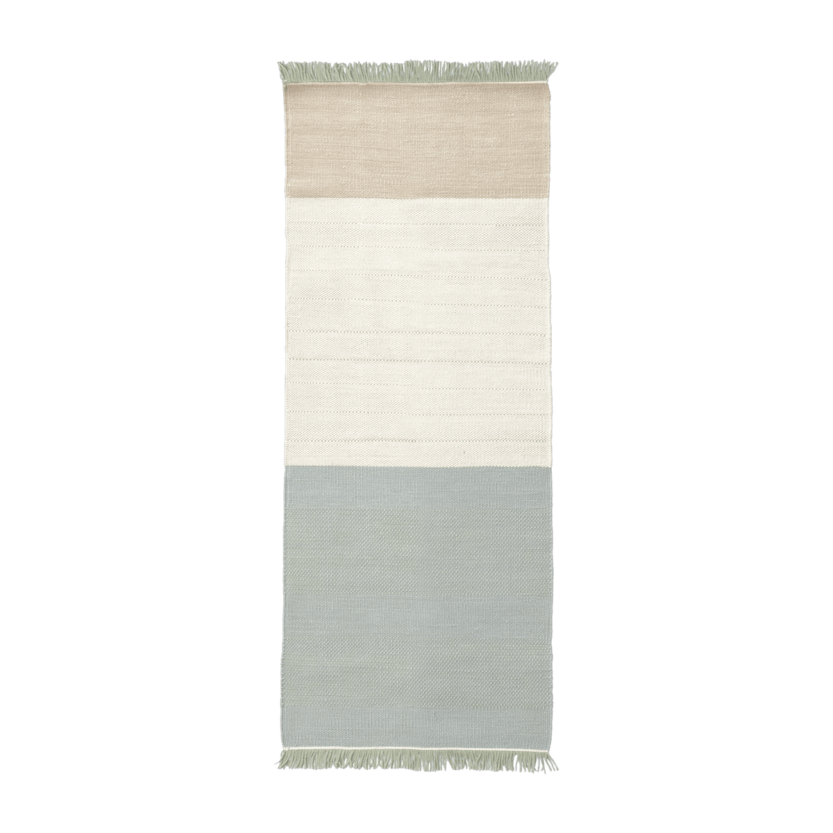 80 x 240 cm sage wool dhurrie hallway rug Tres Stripes - Nanimarquina - The Cool Republic