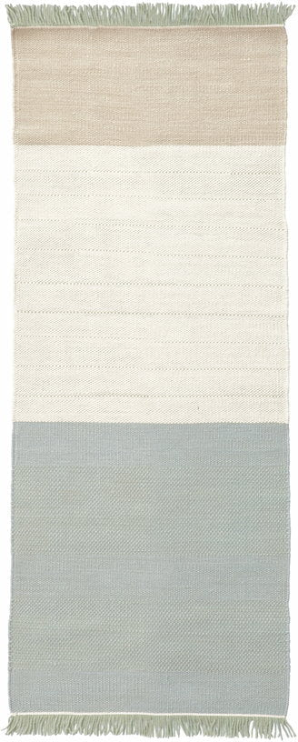 Tapis de couloir dhurrie en laine sauge 80x240 cm Tres Stripes - Nanimarquina - The Cool Republic