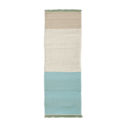 Tapis de couloir dhurrie en laine vert turquoise 80x240 cm Tres Stripes - Nanimarquina - The Cool Republic