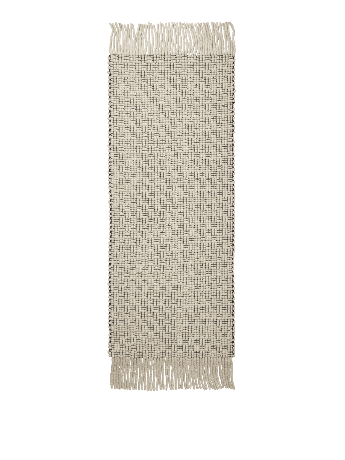 Tapis de couloir rectangulaire en laine et coton blanc et noir 80 x 200 cm Udo - Ferm Living - The Cool Republic