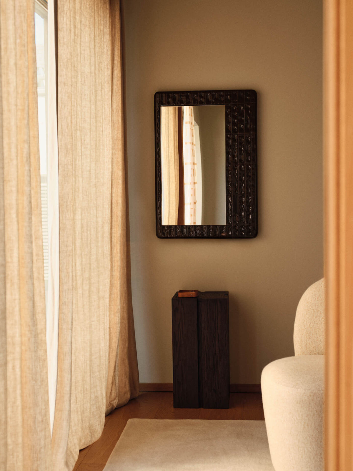 Tapis de couloir rectangulaire en laine tufté blanc 80 x 200 cm Stille - Ferm Living - The Cool Republic