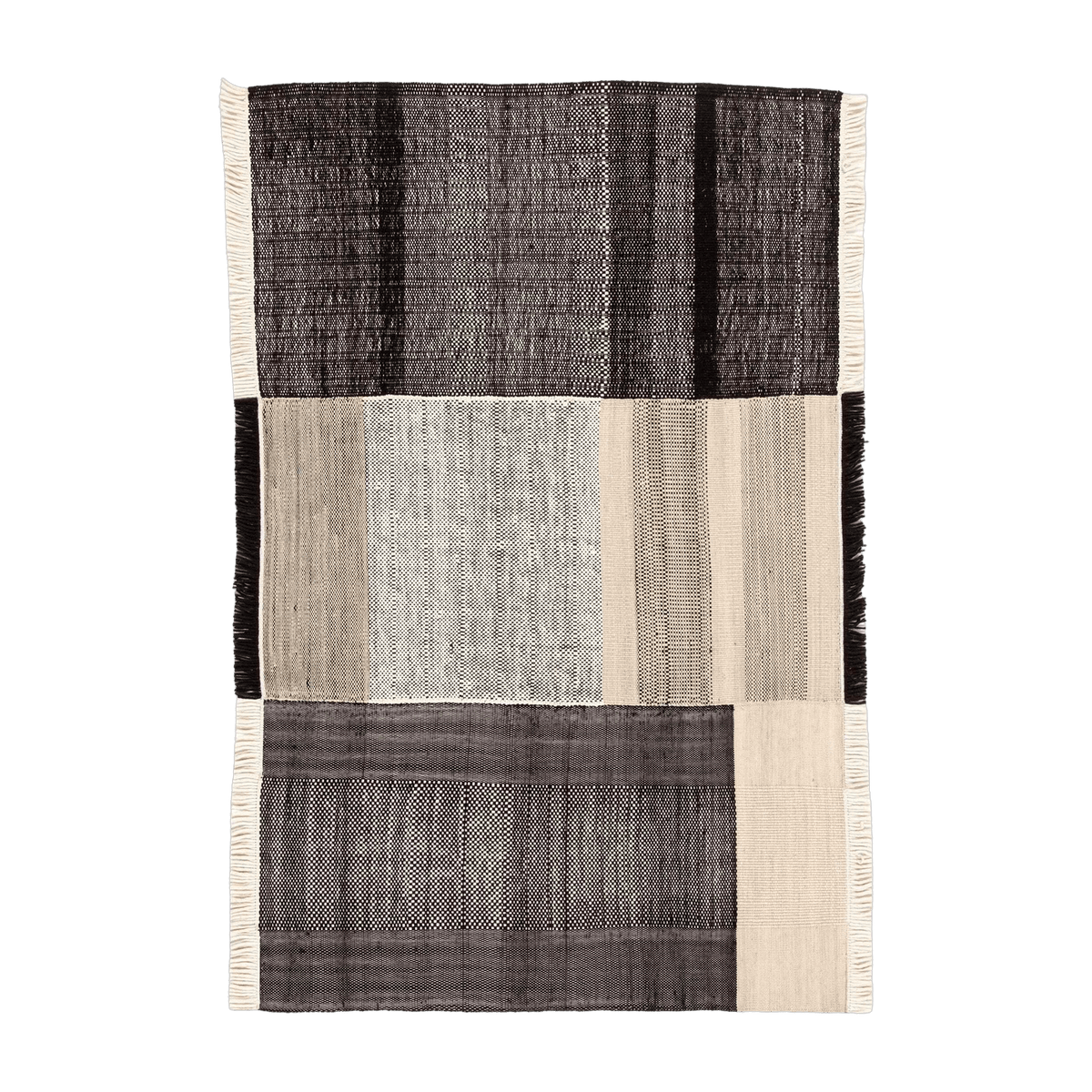 Outdoor rectangular rug dhurrie woven à la black 200x300 cm Tres - Nanimarquina - The Cool Republic