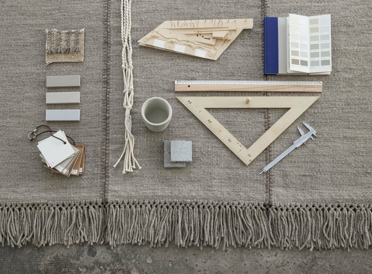 Stone-gray wool dhurrie rug 170 x 240 cm Mia - Nanimarquina - The Cool Republic