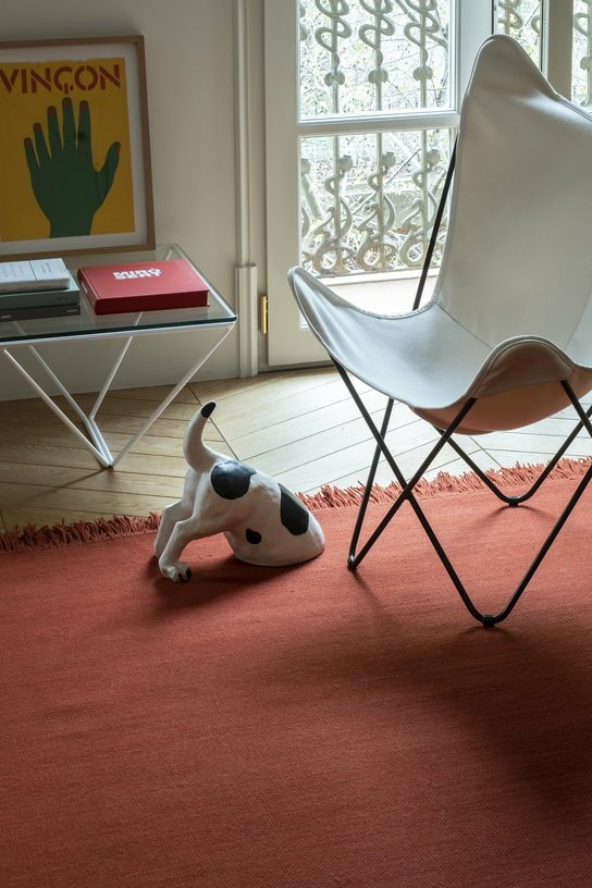 Tapis dhurrie en laine rouge safran 170x240 cm Colors - Nanimarquina - The Cool Republic