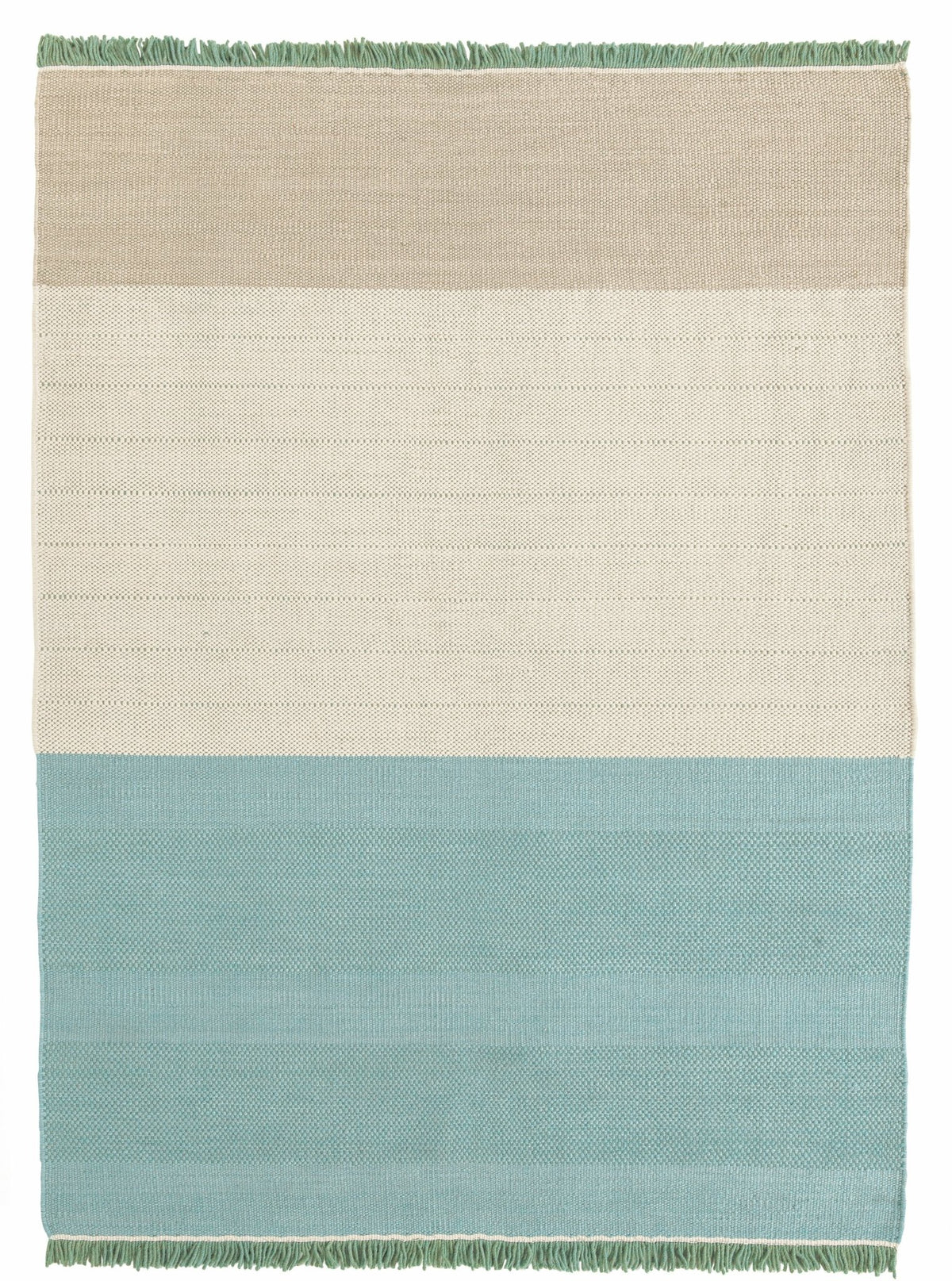 Turquoise green wool dhurrie rug 200 x 300 cm Tres Stripes - Nanimarquina - The Cool Republic