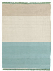 Tapis dhurrie en laine vert turquoise 200x300 cm Tres Stripes - Nanimarquina - The Cool Republic