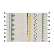 Tapis en coton bleu vintage 200x140 cm Azteca Natural - Lorena Canals - The Cool Republic