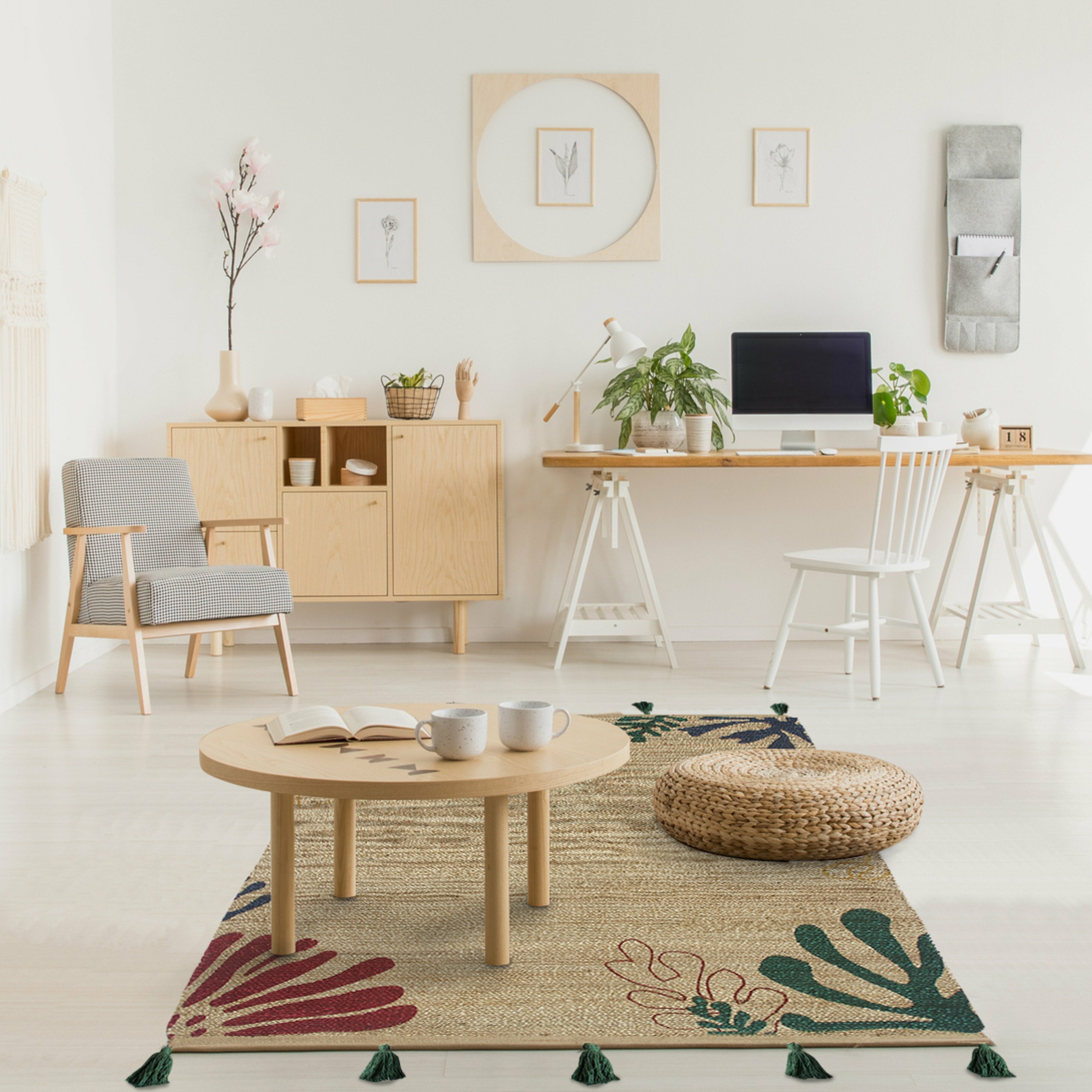 Tapis en jute bleu vert 150x80 cm Mateho - Edito