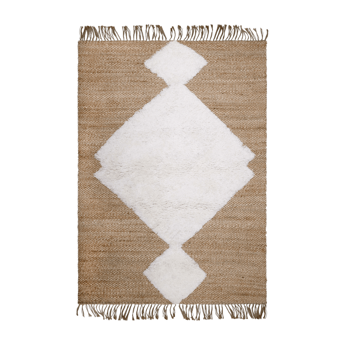 Tapis en jute et laine avec franges 110x185 cm Elton - Nattiot - The Cool Republic