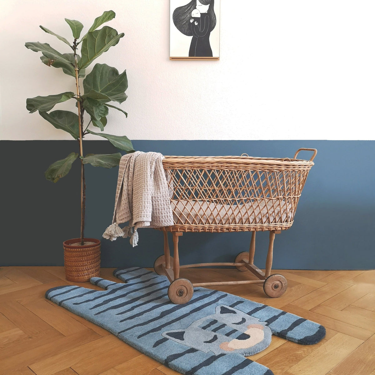 Tapis en laine bleu 125 cm Tigger - Nattiot - The Cool Republic