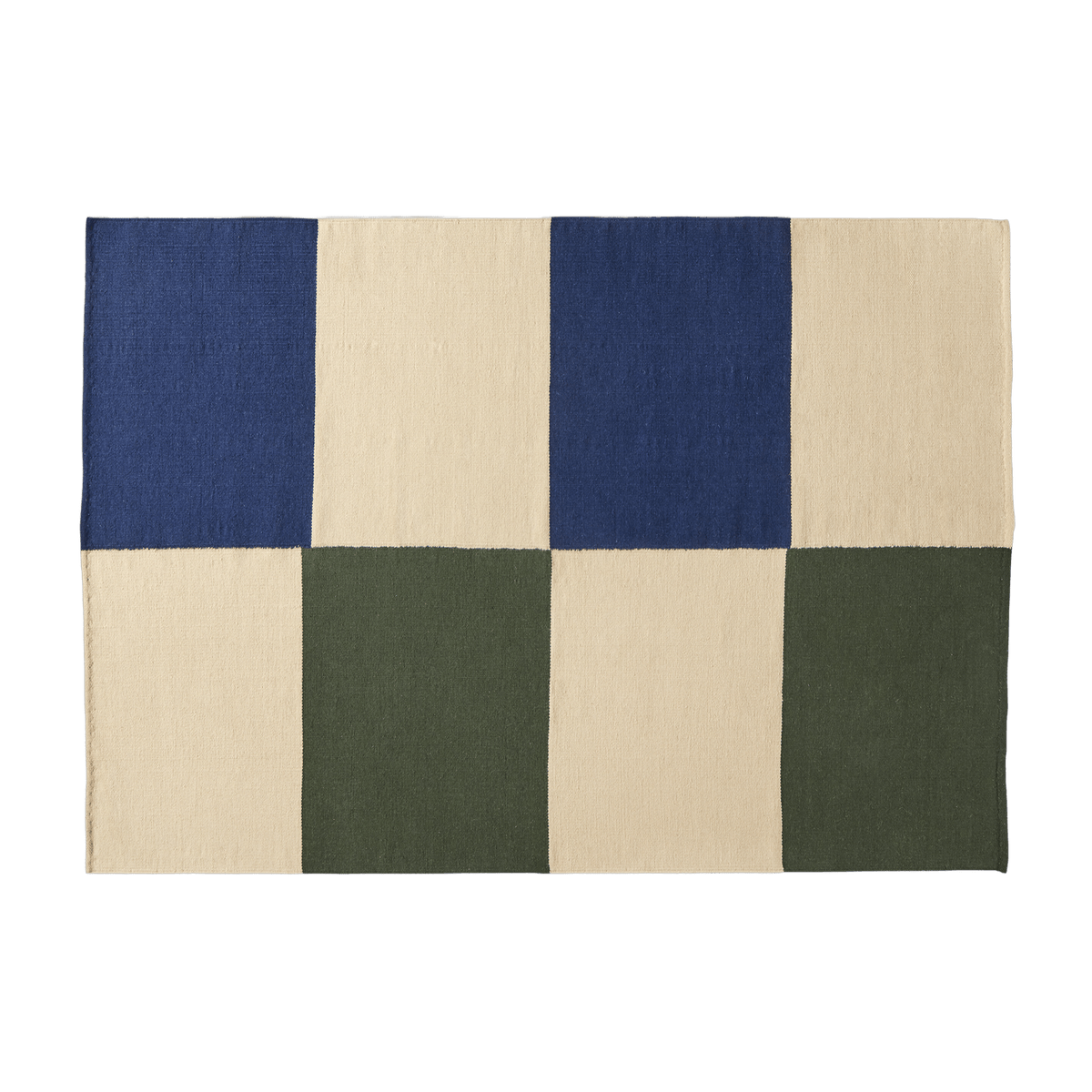 Wool & cotton rug green & blue 170 x 240 cm Ethan Cook Flat Works: "Vigilance peach green" - HAY - The Cool Republic
