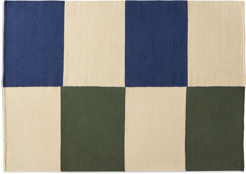 Tapis en laine & coton vert & bleu 170x240 cm Ethan Cook Flat Works: "Vigilance pêche verte" - HAY - The Cool Republic