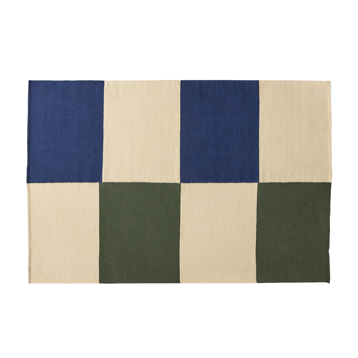 Wool & cotton rug green & blue 200 x 300 cm Ethan Cook Flat Works: "Vigilance peach green" - HAY - The Cool Republic
