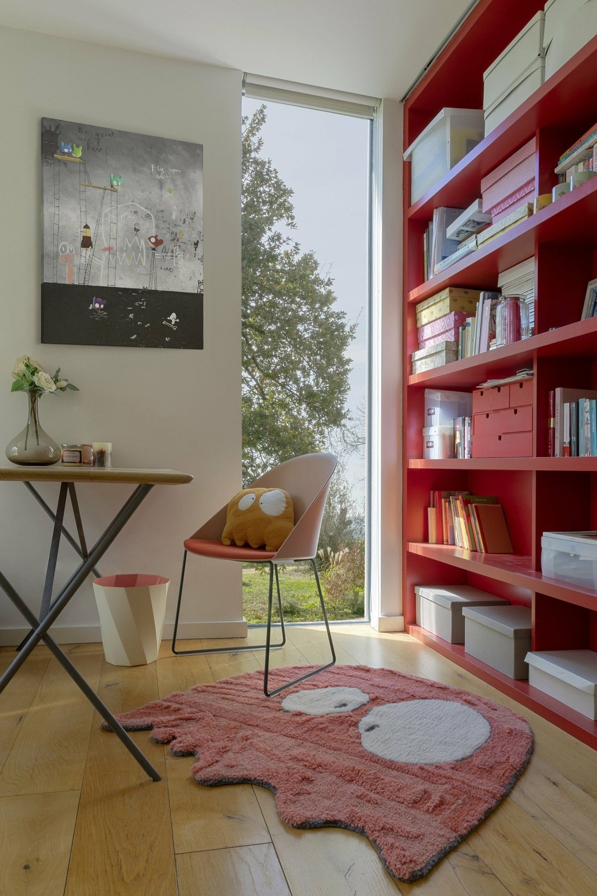 Tapis en laine fantôme rouge 100x100 cm - Lorena Canals - The Cool Republic