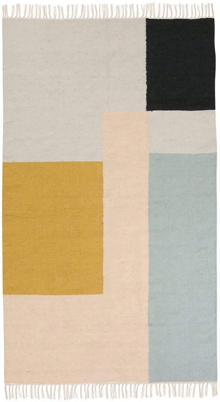 Tapis en laine multicolore 140x80 cm Kelim Graphique - Ferm Living - The Cool Republic