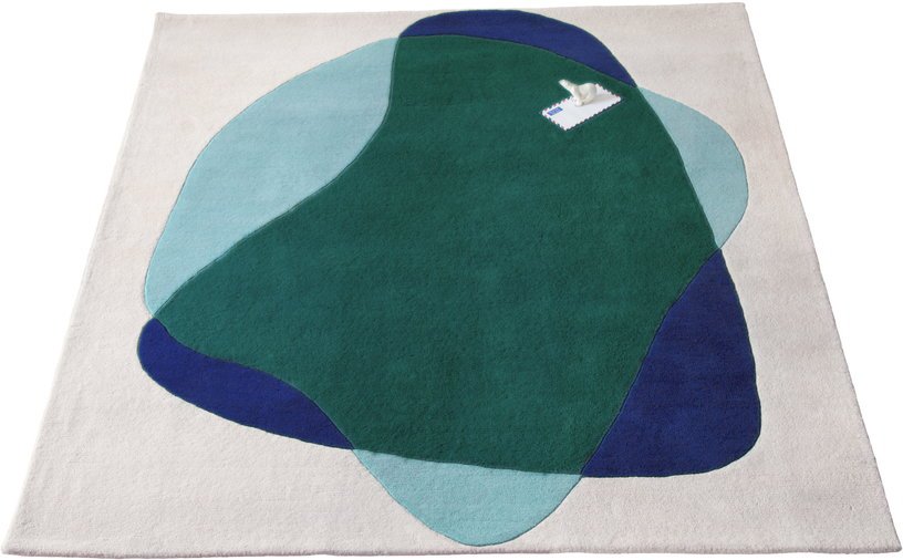 Tapis en laine vert bleu 220x180 cm Serge - Hartô - The Cool Republic