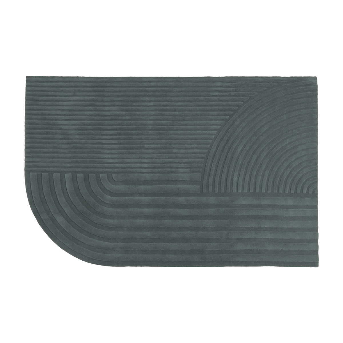 Tapis en laine vert foncé 200x300 cm Relevo - Muuto - The Cool Republic