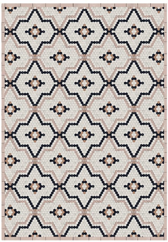 Tapis en vinyle beige 140x200 cm Tomettes - Edito - The Cool Republic