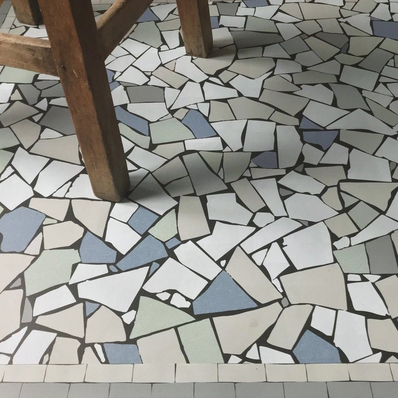 Tapis en vinyle bleu 200x140 cm Mosaique Sicilia - Edito - The Cool Republic