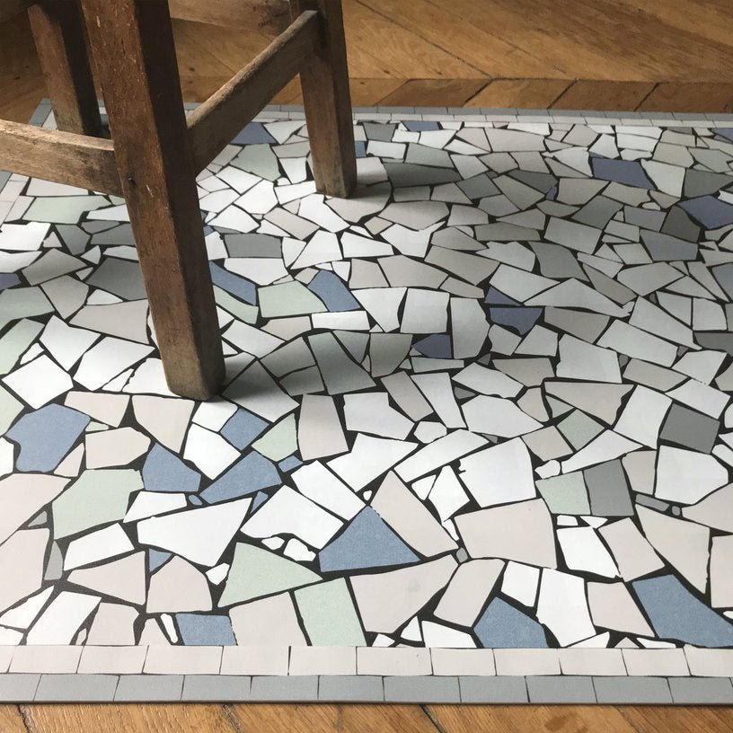 Tapis en vinyle bleu 90x60 cm Mosaique Sicilia - Edito - The Cool Republic