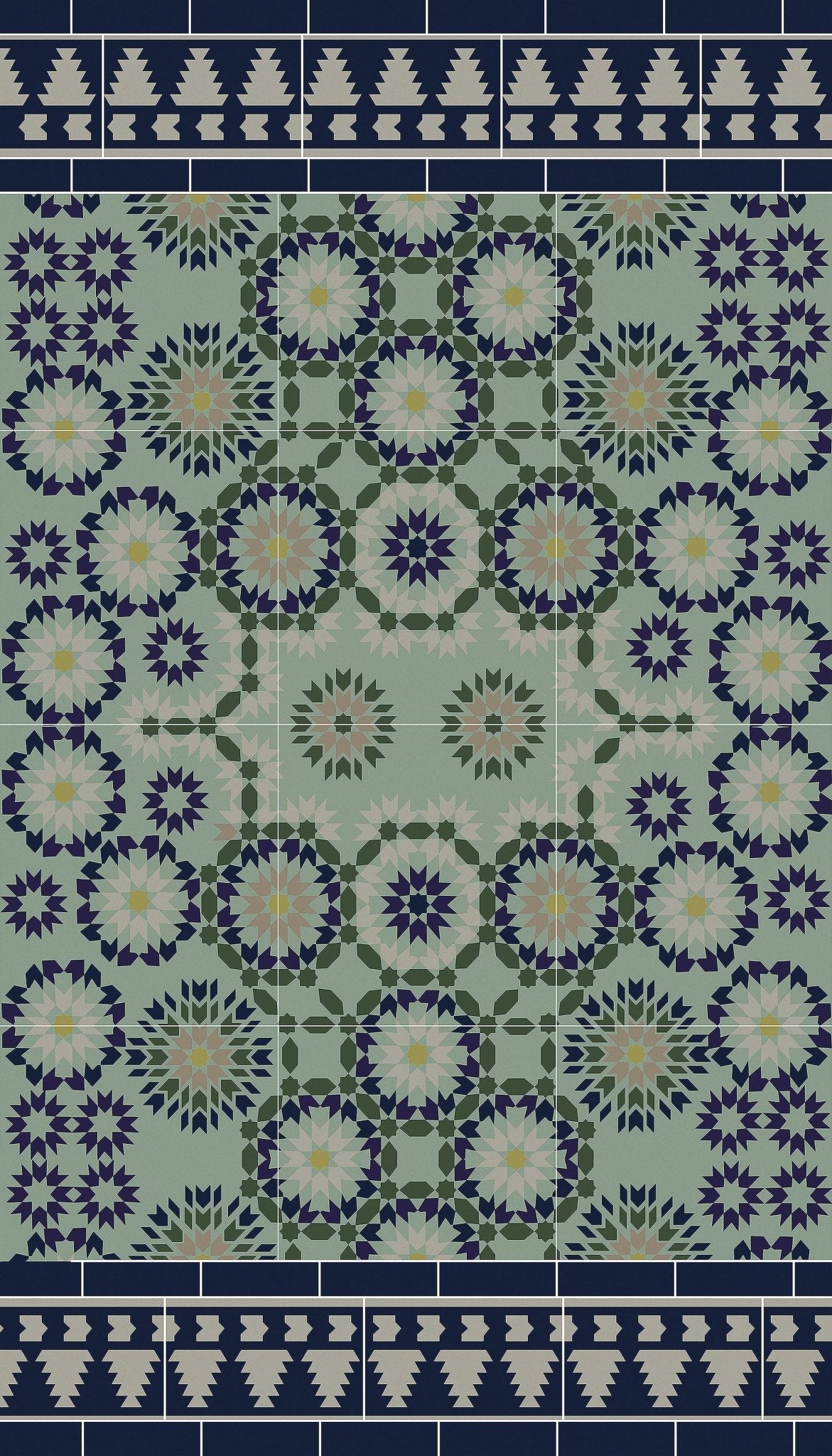 Tapis en vinyle bleu et vert 140x80 cm Tanger - Edito - The Cool Republic
