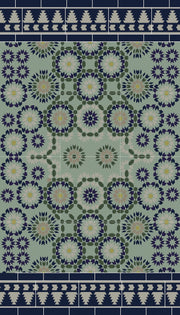 Tapis en vinyle bleu et vert 140x80 cm Tanger - Edito - The Cool Republic