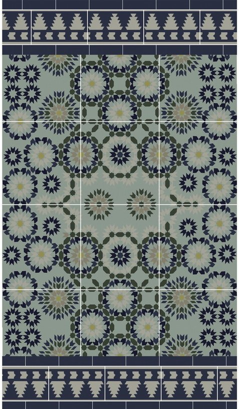 Tapis en vinyle bleu et vert 140x80 cm Tanger - Edito - The Cool Republic