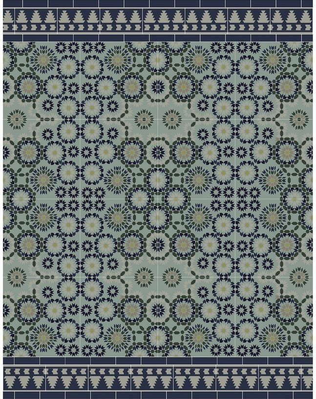 Tapis en vinyle bleu et vert 180x140 cm Tanger - Edito - The Cool Republic