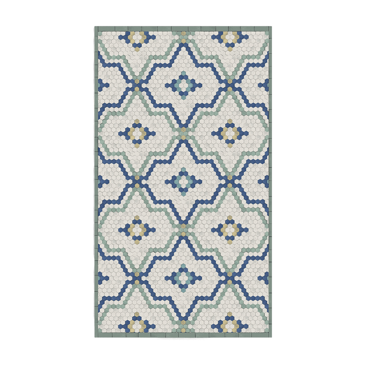 Tapis en vinyle bleu et vert 70x140 cm Tomettes - Edito - The Cool Republic