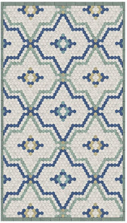 Tapis en vinyle bleu et vert 70x140 cm Tomettes - Edito - The Cool Republic
