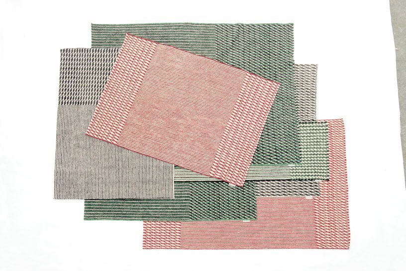 Tapis kilim en laine vert 300x400 cm Blur - Nanimarquina - The Cool Republic
