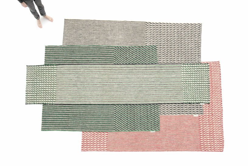 Tapis kilim en laine vert 300x400 cm Blur - Nanimarquina - The Cool Republic