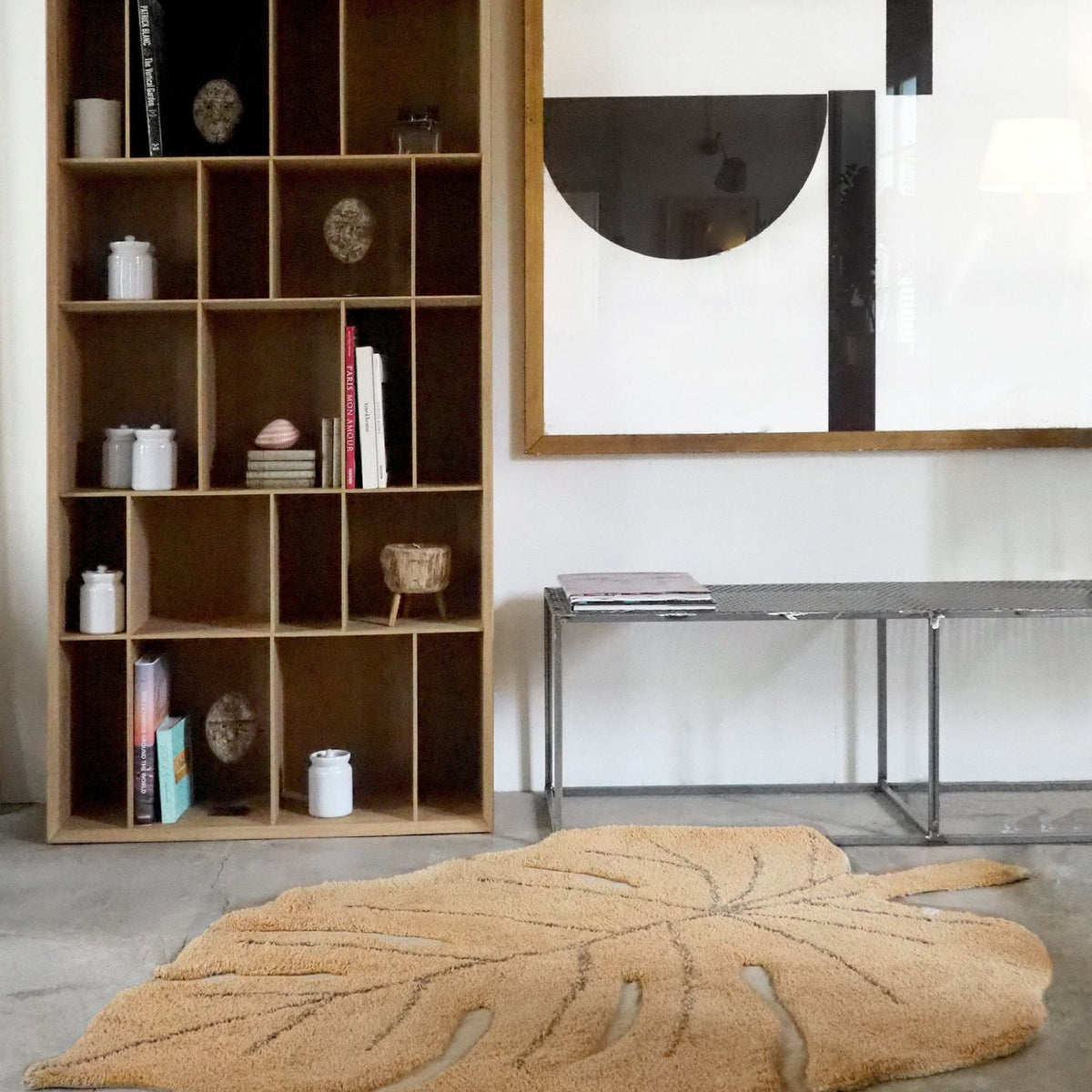 Tapis lavable jaune feuille 180x120 cm - Lorena Canals - The Cool Republic