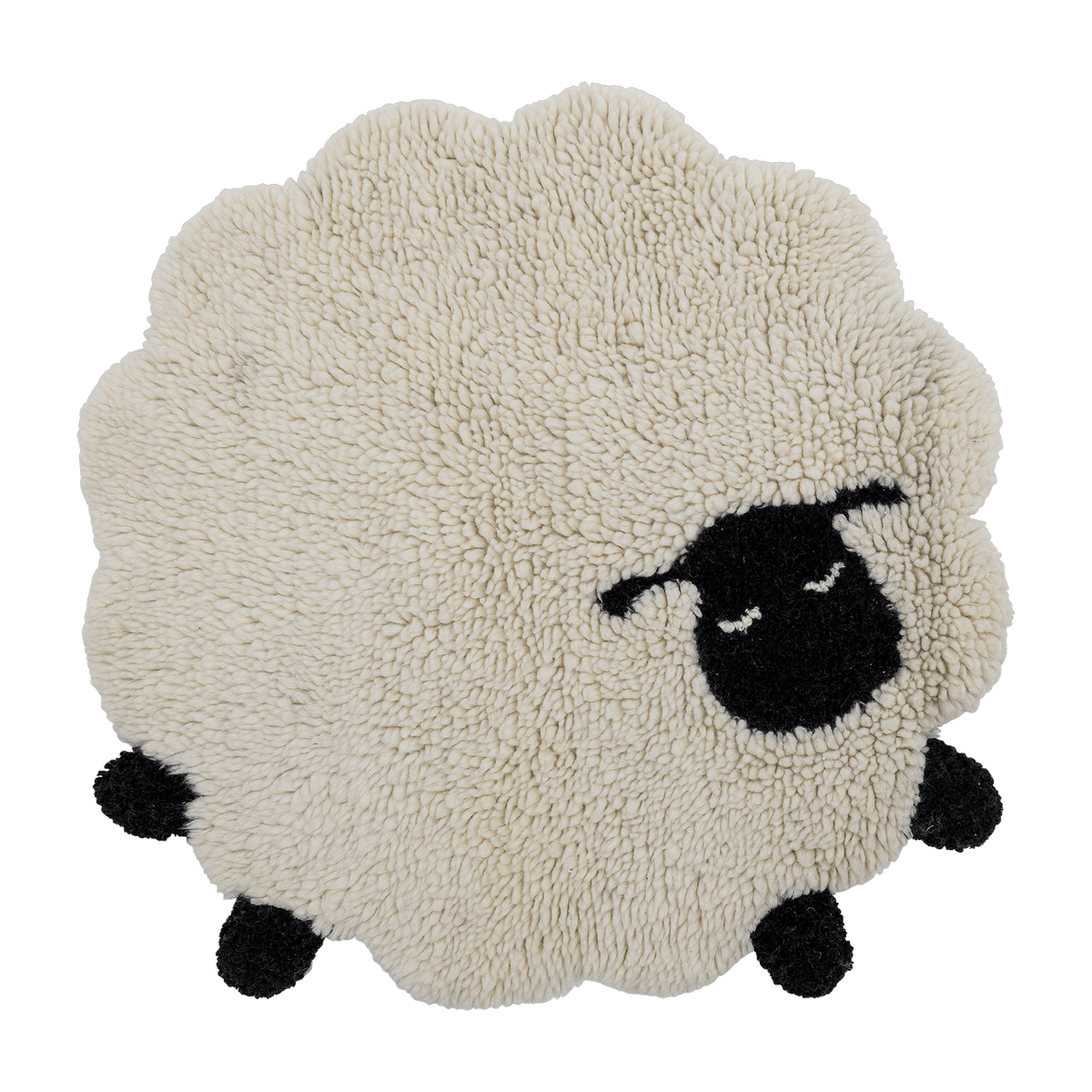 Tapis mouton en laine banc et noir Dolly - Bloomingville Mini - The Cool Republic